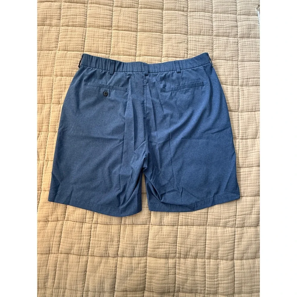 Grand Slam Shorts Mens 38 Blue Performance Golf Flat Front Heathered Stretch